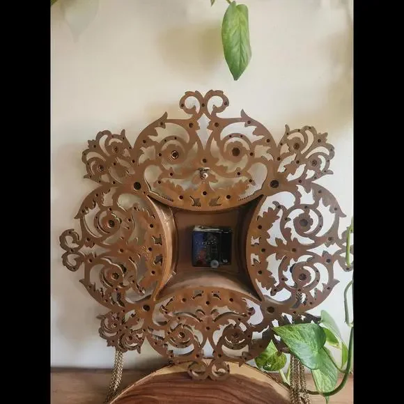 Vintage Mid-Century Gold Toned Burwood Production Co. Wall Clock 18" - Picture 2 of 4